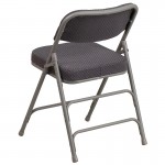 Premium Curved Triple Braced & Double Hinged Gray Fabric Metal Folding Chair