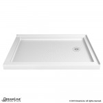 SlimLine 34 in. D x 48 in. W x 2 3/4 in. H Right Drain Double Threshold Shower Base in White