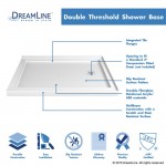 SlimLine 34 in. D x 48 in. W x 2 3/4 in. H Right Drain Double Threshold Shower Base in White