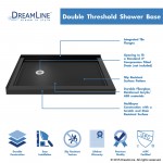 SlimLine 34 in. D x 48 in. W x 2 3/4 in. H Left Drain Double Threshold Shower Base in Black