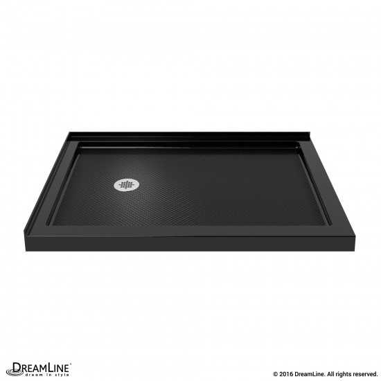 SlimLine 36 in. D x 48 in. W x 2 3/4 in. H Left Drain Double Threshold Shower Base in Black