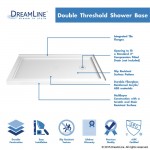 SlimLine 36 in. D x 60 in. W x 2 3/4 in. H Right Drain Double Threshold Shower Base in White