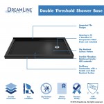 SlimLine 36 in. D x 60 in. W x 2 3/4 in. H Right Drain Double Threshold Shower Base in Black