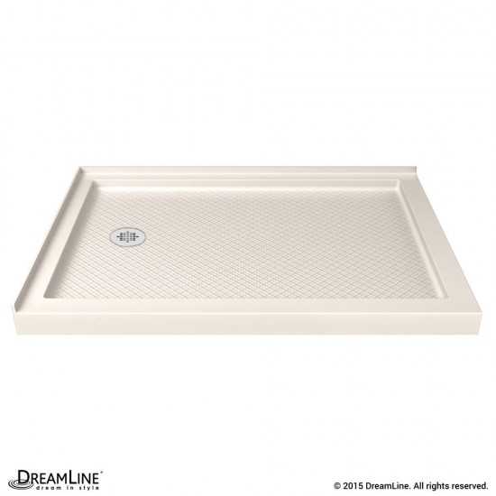 SlimLine 34 in. D x 48 in. W x 2 3/4 in. H Left Drain Double Threshold Shower Base in Biscuit