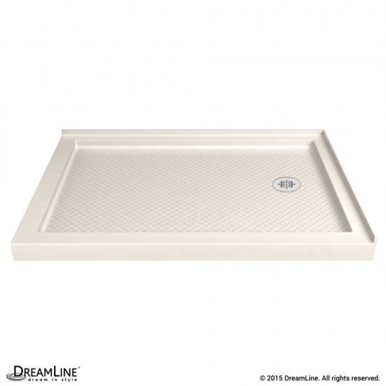 SlimLine 34 in. D x 48 in. W x 2 3/4 in. H Right Drain Double Threshold Shower Base in Biscuit