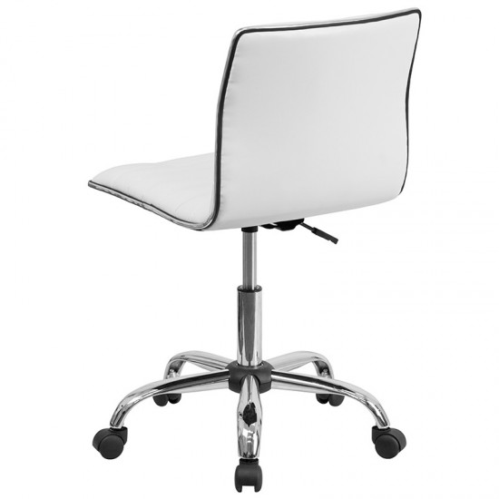 Low Back Designer Armless White Ribbed Swivel Task Office Chair