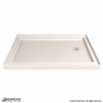 SlimLine 36 in. D x 48 in. W x 2 3/4 in. H Right Drain Double Threshold Shower Base in Biscuit
