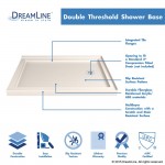 SlimLine 36 in. D x 48 in. W x 2 3/4 in. H Right Drain Double Threshold Shower Base in Biscuit