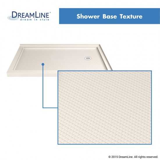 SlimLine 36 in. D x 48 in. W x 2 3/4 in. H Right Drain Double Threshold Shower Base in Biscuit