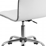 Low Back Designer Armless White Ribbed Swivel Task Office Chair