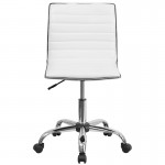 Low Back Designer Armless White Ribbed Swivel Task Office Chair