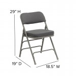 Premium Curved Triple Braced & Double Hinged Gray Fabric Metal Folding Chair