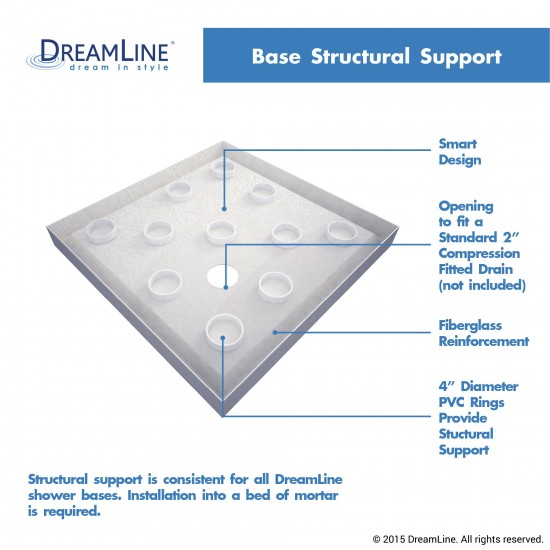 SlimLine 42 in. D x 42 in. W x 2 3/4 in. H Double Threshold Shower Base in Black