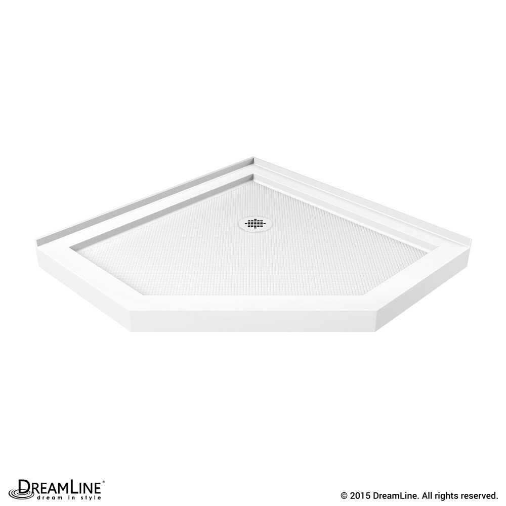 SlimLine 36 in. D x 36 in. W x 2 3/4 in. H Corner Drain Neo-Angle Shower Base in White