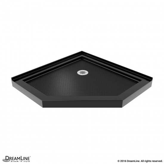 SlimLine 38 in. D x 38 in. W x 2 3/4 in. H Corner Drain Neo-Angle Shower Base in Black