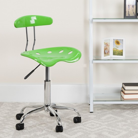 Vibrant Apple Green and Chrome Swivel Task Office Chair with Tractor Seat