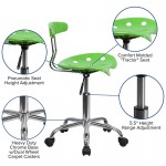 Vibrant Apple Green and Chrome Swivel Task Office Chair with Tractor Seat