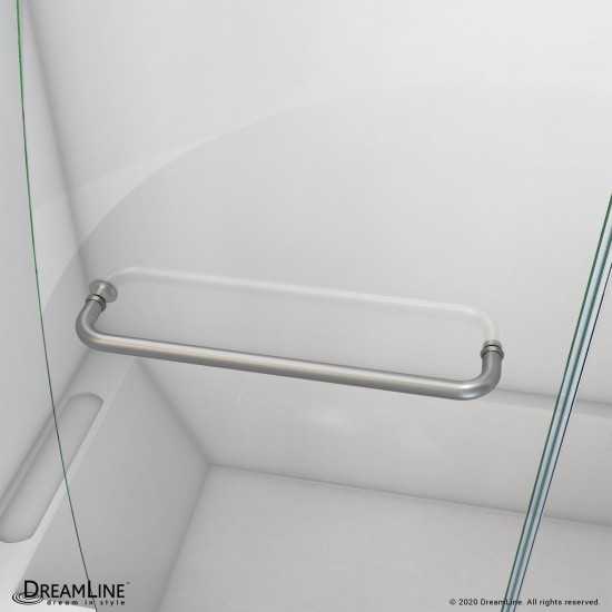 Aqua 48 in. W x 58 in. H Frameless Hinged Tub Door in Brushed Nickel