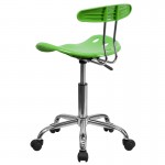 Vibrant Apple Green and Chrome Swivel Task Office Chair with Tractor Seat