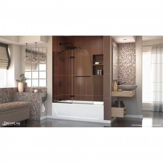 Aqua Ultra 48 in. W x 58 in. H Frameless Hinged Tub Door in Satin Black