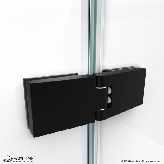 Aqua Ultra 48 in. W x 58 in. H Frameless Hinged Tub Door in Satin Black