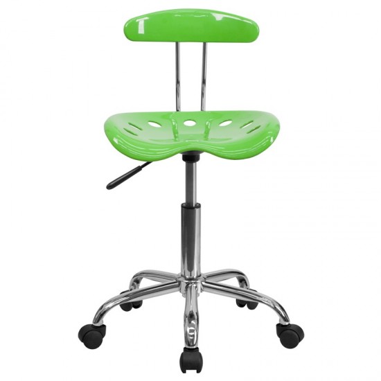 Vibrant Apple Green and Chrome Swivel Task Office Chair with Tractor Seat