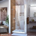 Unidoor 30-31 in. W x 72 in. H Frameless Hinged Shower Door in Chrome