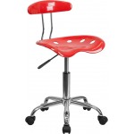 Vibrant Cherry Tomato and Chrome Swivel Task Office Chair with Tractor Seat