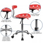 Vibrant Cherry Tomato and Chrome Swivel Task Office Chair with Tractor Seat