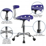 Vibrant Deep Blue and Chrome Swivel Task Office Chair with Tractor Seat