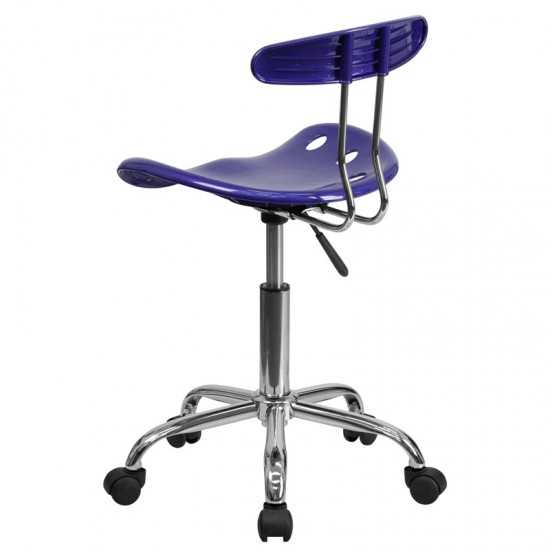 Vibrant Deep Blue and Chrome Swivel Task Office Chair with Tractor Seat