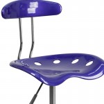 Vibrant Deep Blue and Chrome Swivel Task Office Chair with Tractor Seat