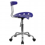 Vibrant Deep Blue and Chrome Swivel Task Office Chair with Tractor Seat