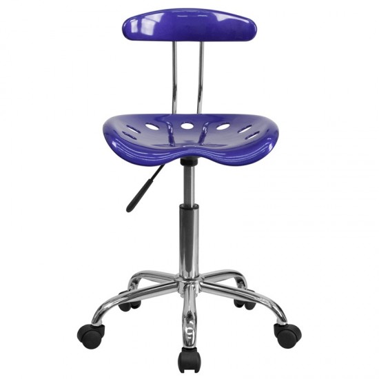 Vibrant Deep Blue and Chrome Swivel Task Office Chair with Tractor Seat