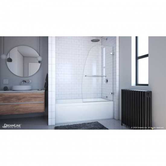 Aqua Uno 34 in. W x 58 in. H Frameless Hinged Tub Door in Chrome