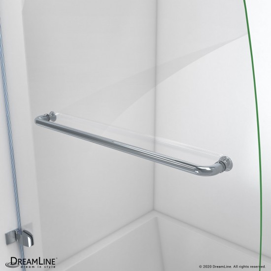 Aqua Uno 34 in. W x 58 in. H Frameless Hinged Tub Door in Chrome