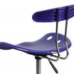 Vibrant Deep Blue and Chrome Swivel Task Office Chair with Tractor Seat