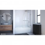 Aqua Uno 34 in. W x 58 in. H Frameless Hinged Tub Door in Brushed Nickel