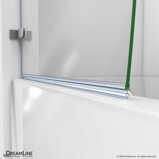 Aqua Uno 34 in. W x 58 in. H Frameless Hinged Tub Door in Brushed Nickel