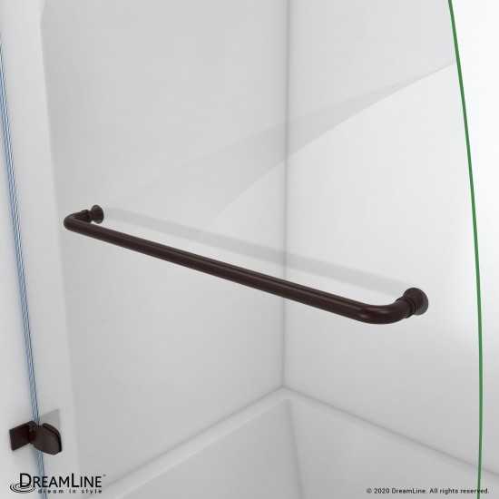 Aqua Uno 34 in. W x 58 in. H Frameless Hinged Tub Door in Oil Rubbed Bronze