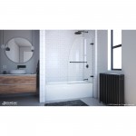 Aqua Uno 34 in. W x 58 in. H Frameless Hinged Tub Door in Satin Black