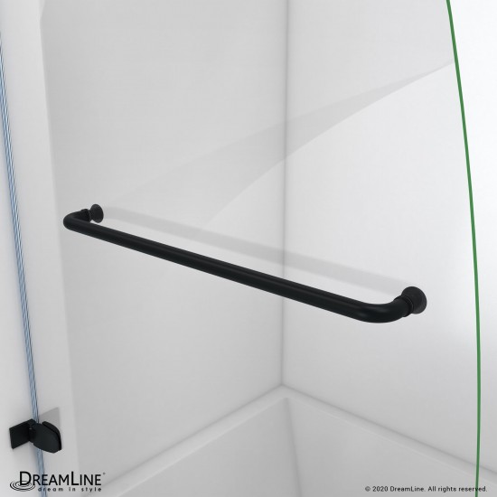 Aqua Uno 34 in. W x 58 in. H Frameless Hinged Tub Door in Satin Black