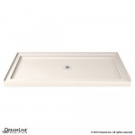 SlimLine 30 in. D x 60 in. W x 2 3/4 in. H Center Drain Single Threshold Shower Base in Biscuit