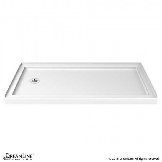 SlimLine 30 in. D x 60 in. W x 2 3/4 in. H Left Drain Single Threshold Shower Base in White