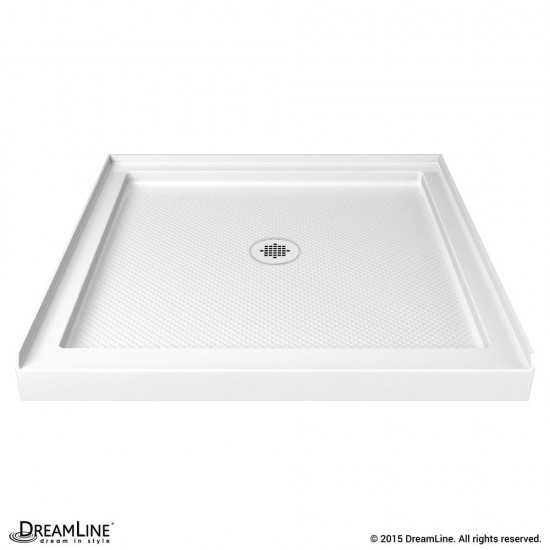 SlimLine 32 in. D x 32 in. W x 2 3/4 in. H Center Drain Single Threshold Shower Base in White