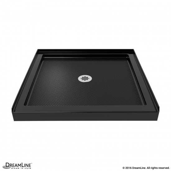 SlimLine 32 in. D x 32 in. W x 2 3/4 in. H Center Drain Single Threshold Shower Base in Black