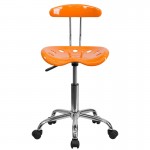 Vibrant Orange and Chrome Swivel Task Office Chair with Tractor Seat