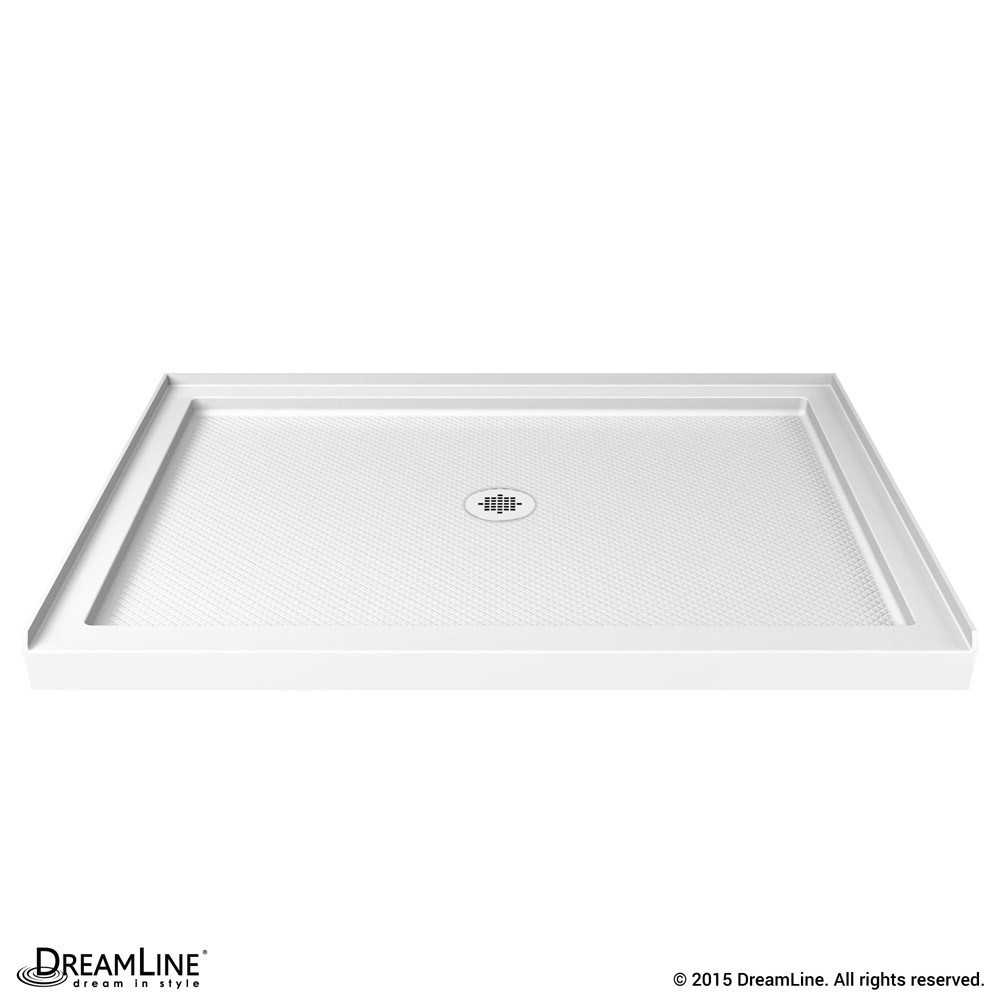 SlimLine 32 in. D x 42 in. W x 2 3/4 in. H Center Drain Single Threshold Shower Base in White