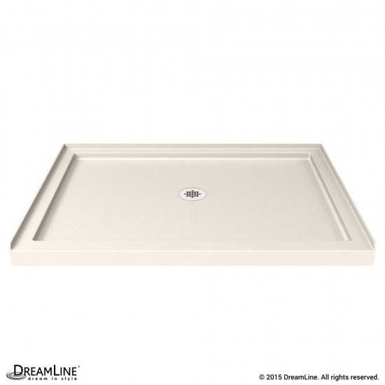 SlimLine 32 in. D x 42 in. W x 2 3/4 in. H Center Drain Single Threshold Shower Base in Biscuit