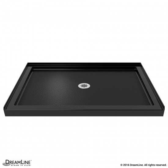 SlimLine 32 in. D x 42 in. W x 2 3/4 in. H Center Drain Single Threshold Shower Base in Black